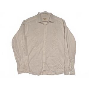 DKNY Jeans Embroidered Button Shirt White Mens Size XL